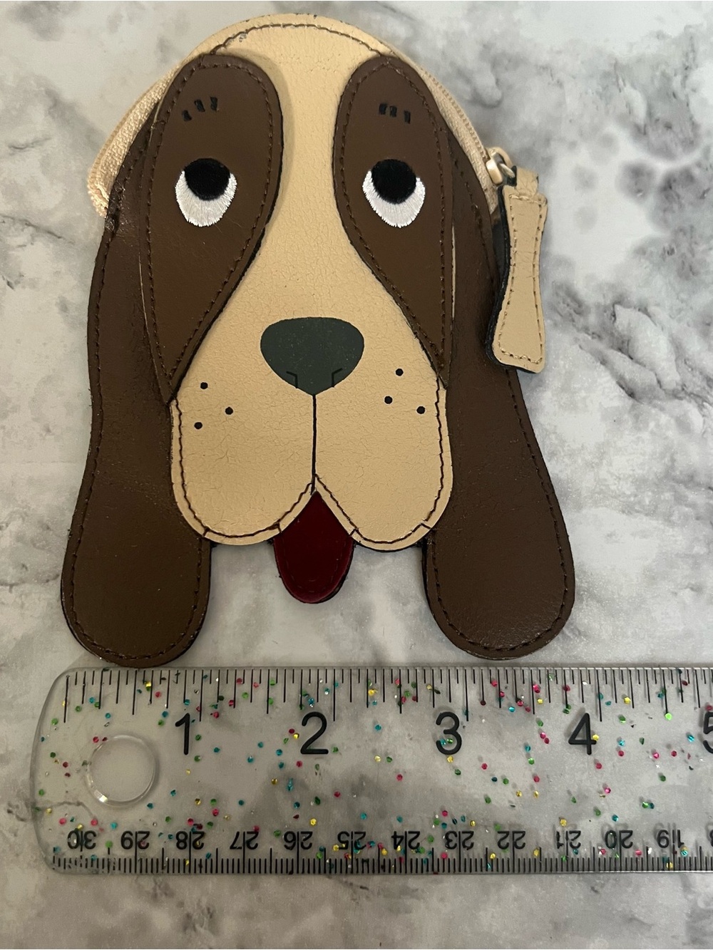 Dog Face Zipper Pouch - Brown and Cream - Picture 4 of 5
